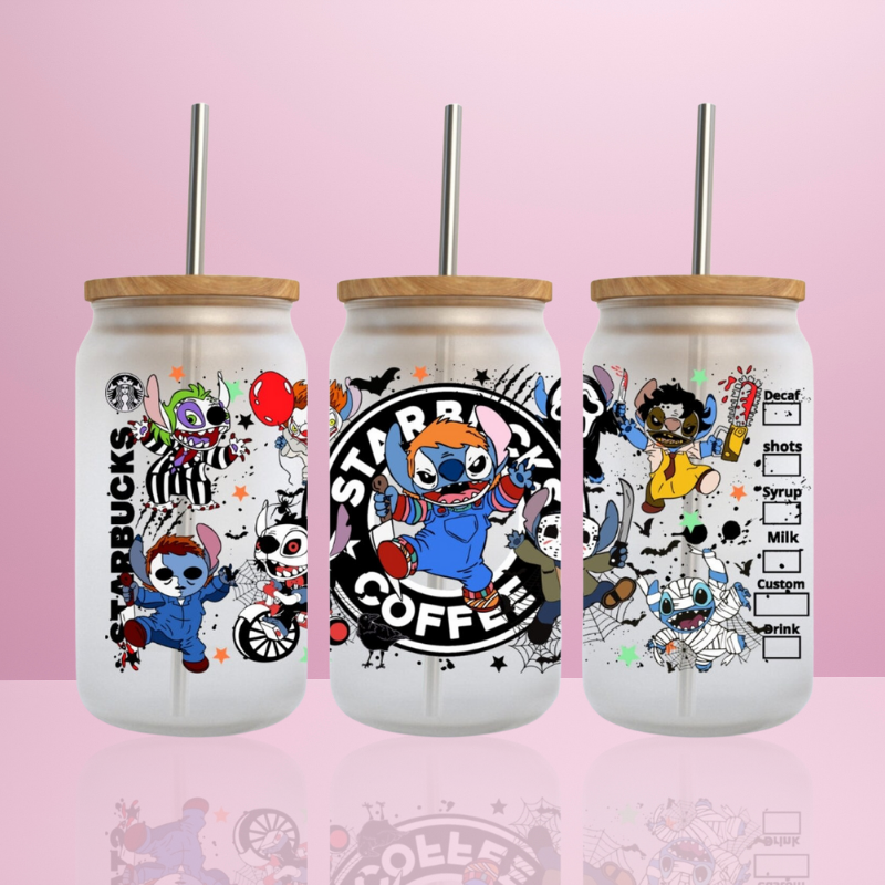 Stitch Horror - Verre givré avec couvercle