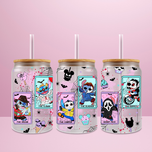 Stitch Halloween - Verre givré avec couvercle