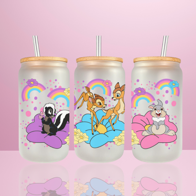 Bambi Arc en ciel  - Verre givré avec couvercle