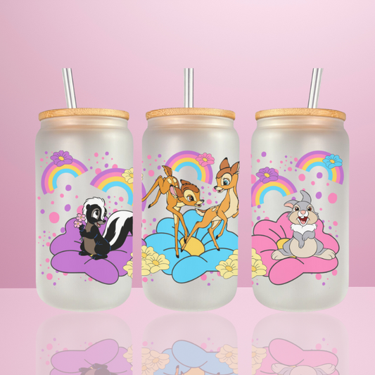 Bambi Arc en ciel  - Verre givré avec couvercle