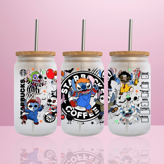 Stitch Horror - Verre givré avec couvercle